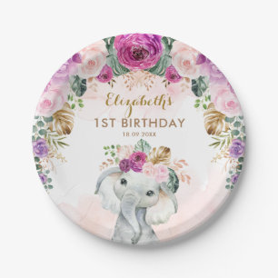 Assiettes En Carton Boho Elephant Wild Un Baby shower d'anniversaire