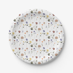 Assiettes En Carton Boho Floral Fleur sauvage  