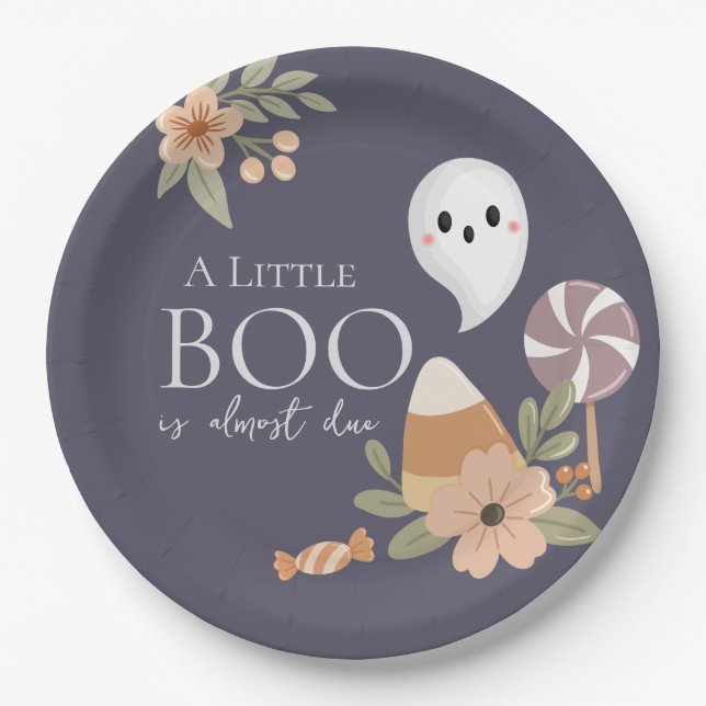 Assiettes En Carton Boho Halloween Baby shower Little Boo - mignon fan (Devant)