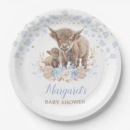 Assiettes En Carton Boho Highland Vache Floral Pampas Grass Baby Boy