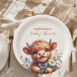 Assiettes En Carton Boho Holy Cow Highland Cow Baby shower
