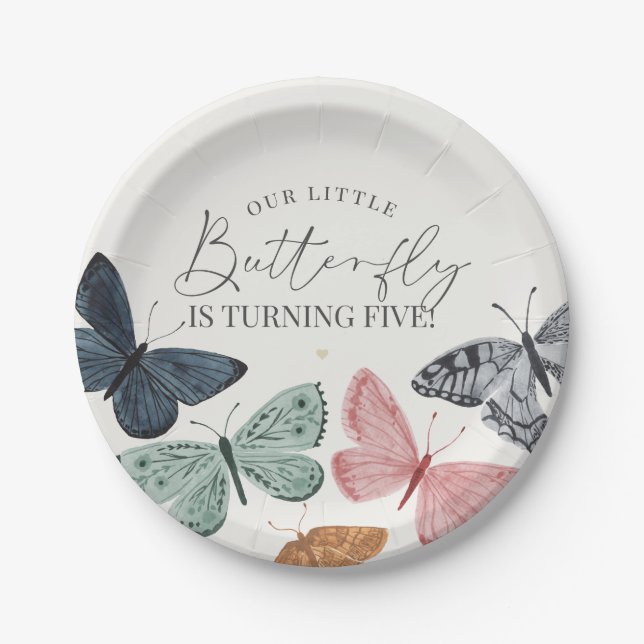 Assiettes En Carton Boho Little Butterfly Anniversaire Table (Devant)