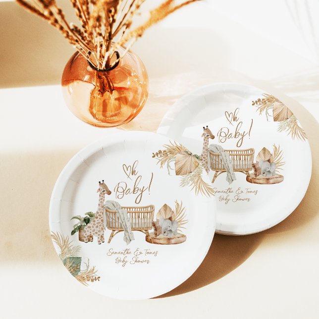 Assiettes En Carton Boho Moderne Coeur Baby shower neutre genre (Créateur téléchargé)