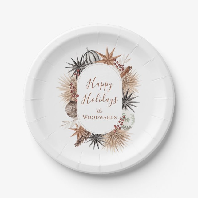 Assiettes En Carton Boho Noël personnalisé (Devant)