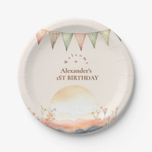 Assiettes En Carton Boho One Happy Camper 1ère fête d'anniversaire
