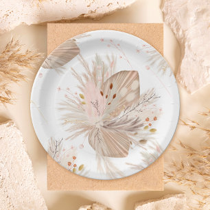 Assiettes En Carton Boho pampas herbe séchée aquarelle motif désert