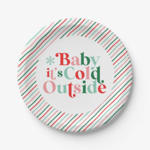 Assiettes En Carton Boho Police Moderne Bébé Il Fait Froid Dehors Noël
