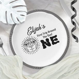 Assiettes En Carton Boho Premier voyage autour du soleil 1er anniversa