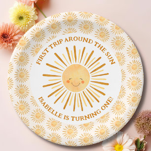 Assiettes En Carton Boho Premier Voyage Autour Du Soleil 1Er Anniversa