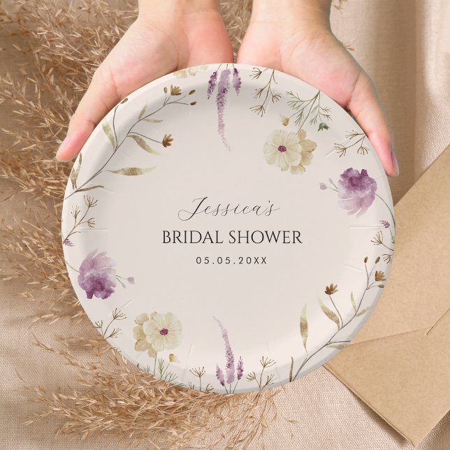Assiettes En Carton Boho Printemps Été Lilac Fête des mariées Fleur sa (Créateur téléchargé)