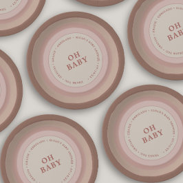 Assiettes En Carton Boho Rainbow Baby shower Earthy Blush Girl
