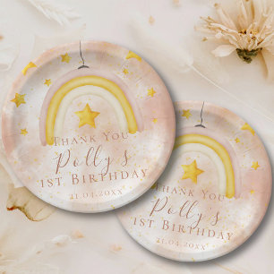 Assiettes En Carton Boho Rainbow Gold Stars Magique Dust 1er Anniversa
