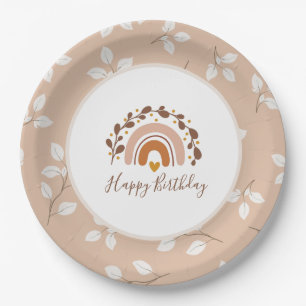 Assiettes En Carton Boho Rainbow Happy Birthday Plates