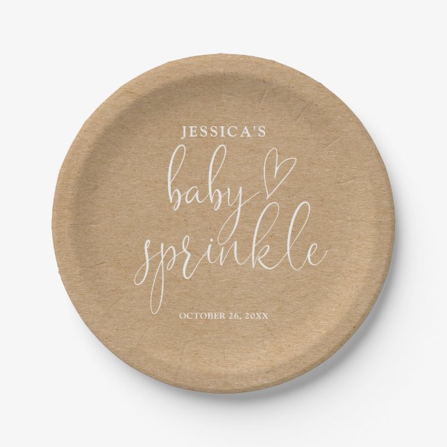 Assiettes En Carton Boho Rustique Kraft Neutre Baby Sprinkle Douche (Devant)