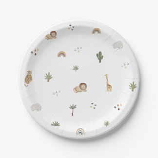 Assiettes En Carton Boho Safari Animaux Plaques en papier