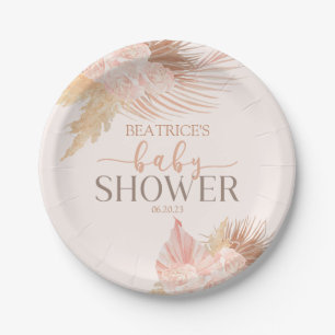 Assiettes En Carton Boho Soft Rose Floral Baby shower