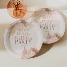 Assiettes En Carton Boho Soft Rose Floral Fleurs Anniversaire