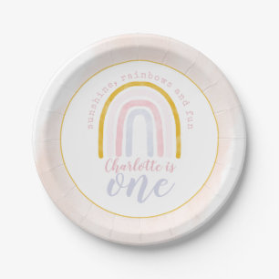 Assiettes En Carton Boho Sunshine, Rainbows et Fun Premier anniversair