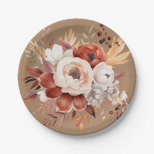 Assiettes En Carton Boho Terracotta Floral Party