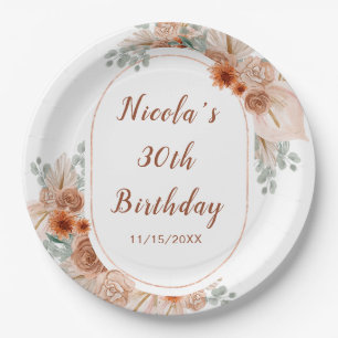 Assiettes En Carton Boho Terracotta Pampas Grass Anniversaire