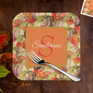 Assiettes En Carton Boho Thanksgiving Décor Citrouille aquarelle