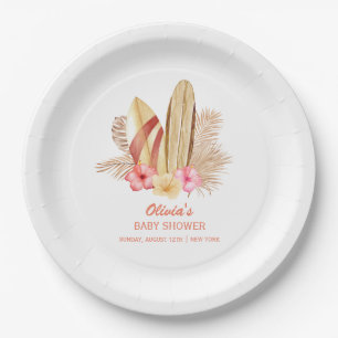 Assiettes En Carton Boho Tropical Flower SurfIng Baby shower