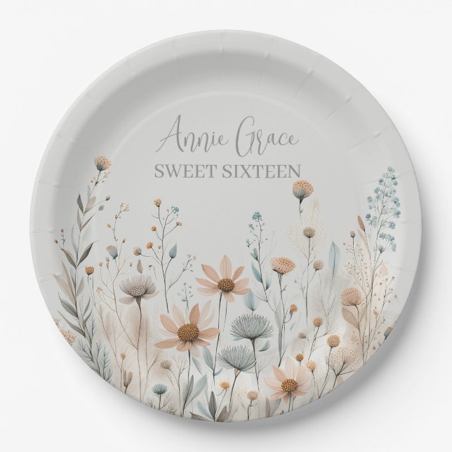 Assiettes En Carton Boho Wildflower (Devant)