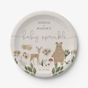 Assiettes En Carton Boho Woodland Baby Sprinking Plaques en papier
