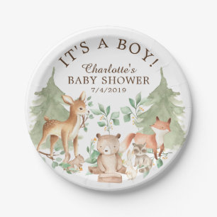 Assiettes En Carton Bois Animaux Baby shower 7" Plaque