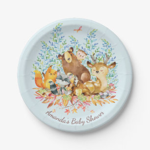 Assiettes En Carton Bois Animaux Baby shower Plaque 7"