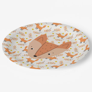 Assiettes En Carton Bois Animaux Boho Design Fox