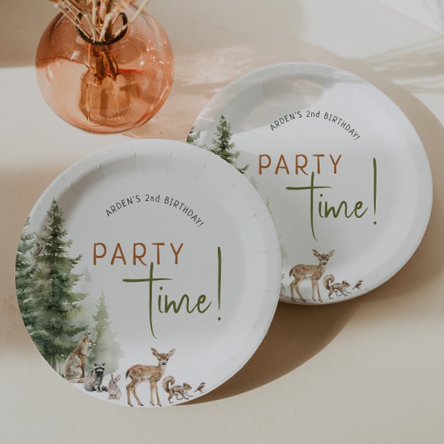 Assiettes En Carton Bois Animaux Fête Heure Anniversaire Plaques de pa (Créateur téléchargé)
