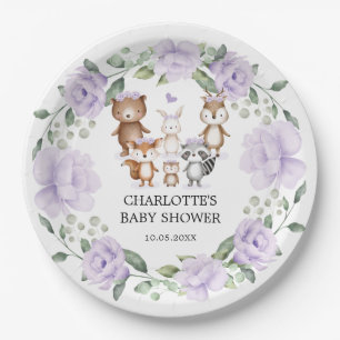 Assiettes En Carton Bois Animaux Fleurs violettes Wreath Baby Girl