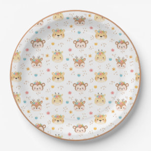 Assiettes En Carton Bois Animaux Giraffe Singe