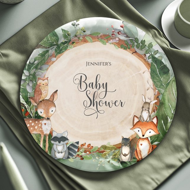 Assiettes En Carton Bois Baby shower Classic Round (Créateur téléchargé)