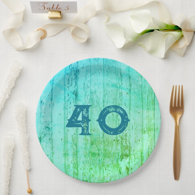 Assiettes En Carton Bois bleu Toutes les occasions Rustique (Mariage)