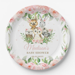 Assiettes En Carton Bois Chouette Chouette Rose Floral Girl Baby showe