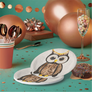 Assiettes En Carton Bois - Chouette - Wood Owl