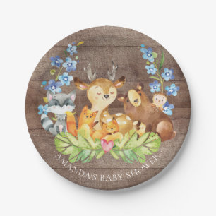 Assiettes En Carton Bois doux Animaux Baby shower Plaque 7"