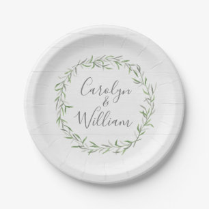 Assiettes En Carton Bois rustique et Feuille Mariage de couronne