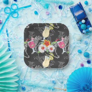Assiettes En Carton Boissons Tropicales Avec Animaux