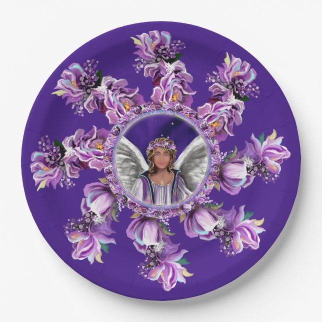 Assiettes En Carton Bol en papier à âme violet (Devant)