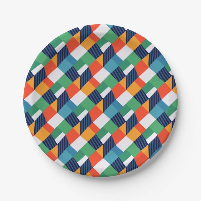 Assiettes En Carton Bold Multicolour Geometric Abstract (Devant)