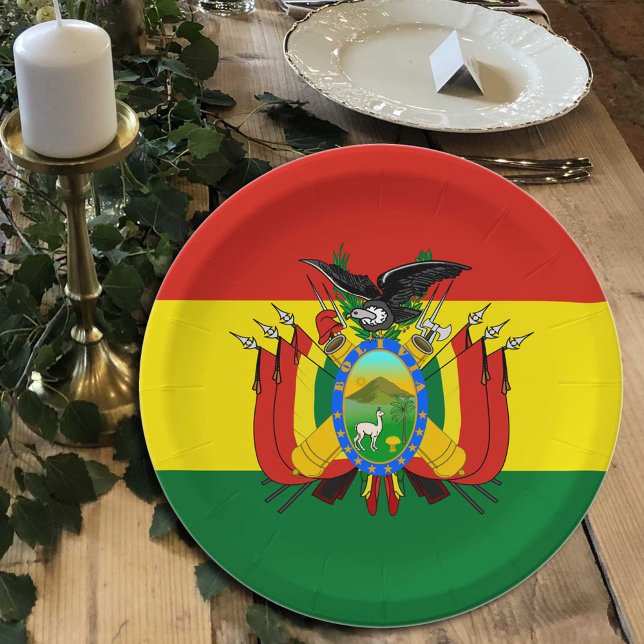 Assiettes En Carton Bolivie, Drapeau bolivien, anniversaire /sport (Créateur téléchargé)