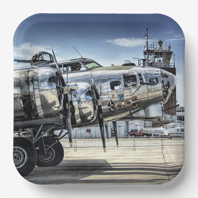 Assiettes En Carton Bombardier 2ème guerre mondiale classique b-17 (Recto)