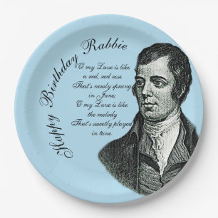 Assiettes En Carton Bon anniversaire Rabbie - Robert Burns Large 9"
