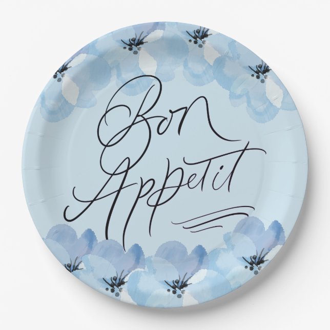 Assiettes En Carton Bon Appetit Blue Floral (Devant)