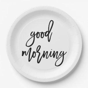 Assiettes En Carton Bon petit déjeuner moderne de typographie du mati