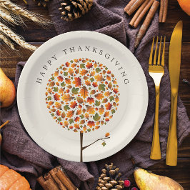 Assiettes En Carton Bon thanksgiving Automne Arbre rond de l'automne