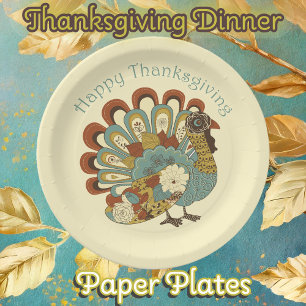 Assiettes En Carton Bon thanksgiving Couleur Muet Tige Plaque en papie